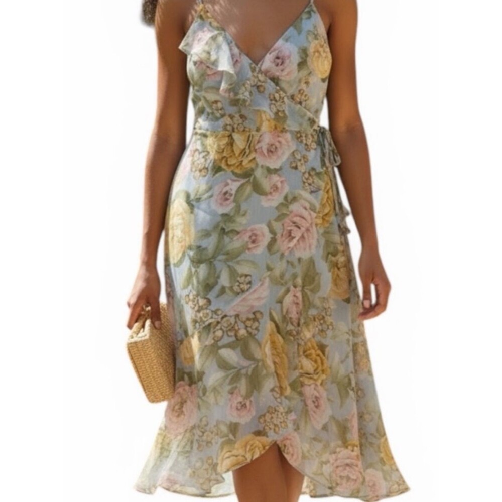 Express Blue Green Floral Dress -Size L